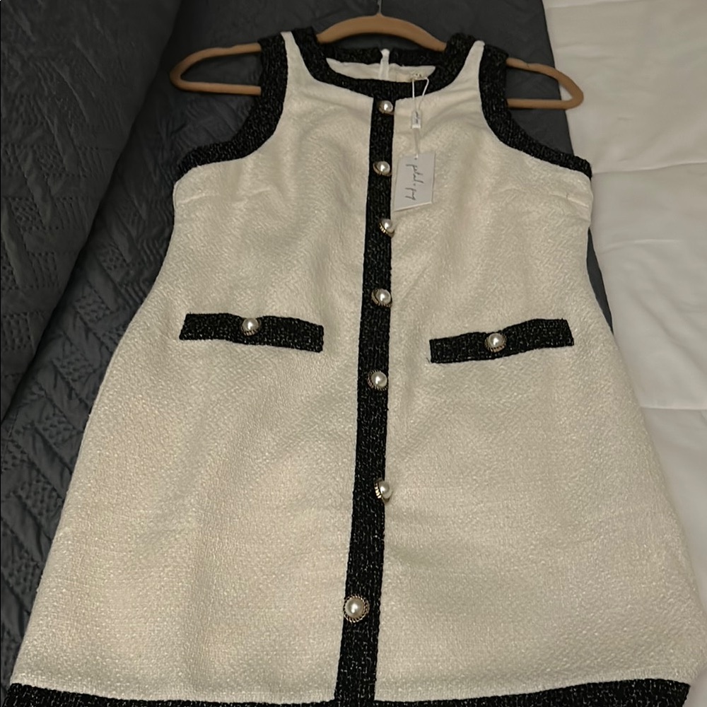 Just Me very chic and classy Black and White Mini Dress.